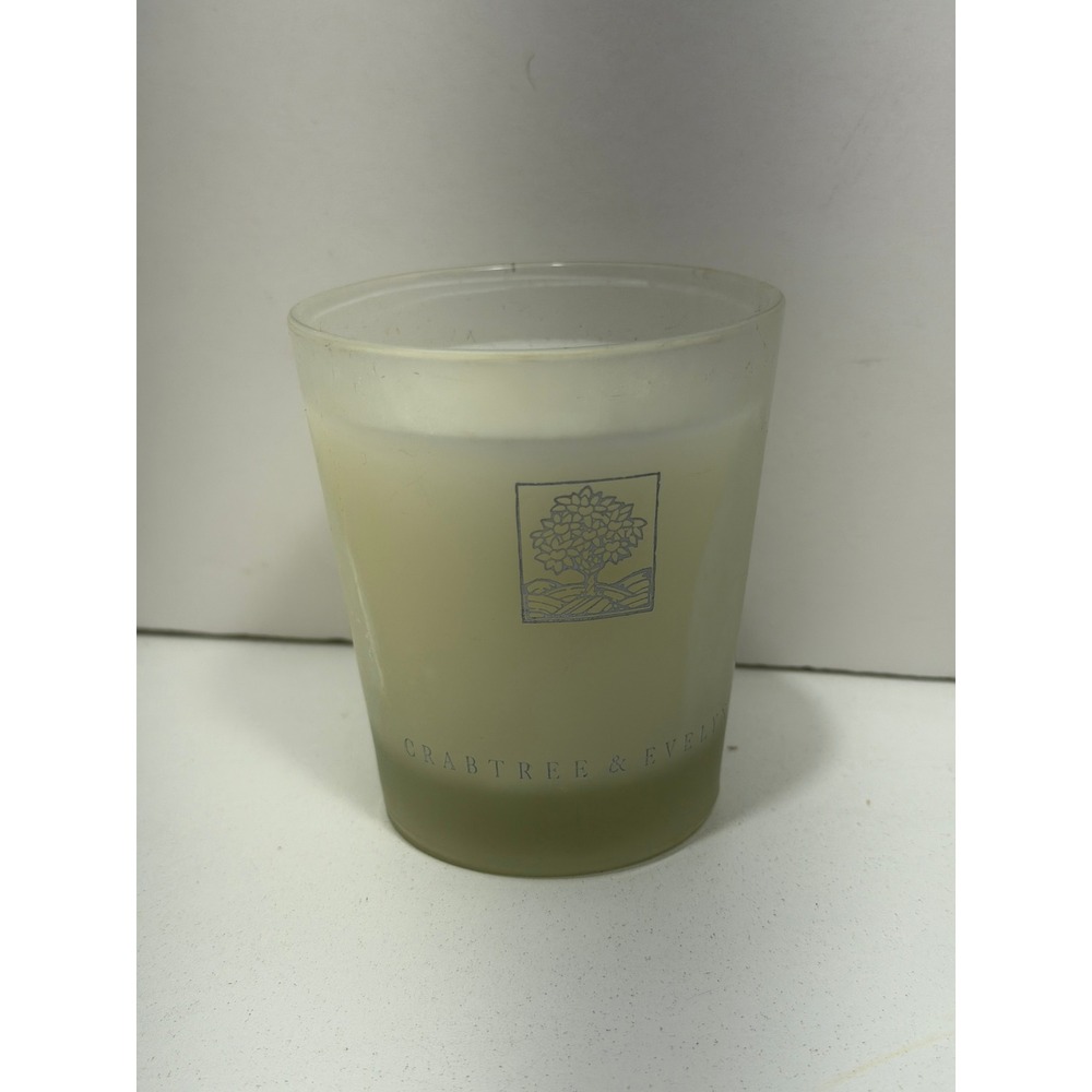 Crabtree & Evelyn Scented Candle in Frosted‎ Glass Jar with Silver Tree Logo